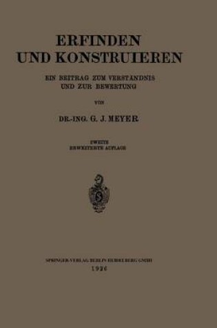 Cover of Erfinden Und Konstruieren