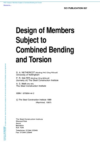 Book cover for Design of Members Subject to Combined Bending and Torsion