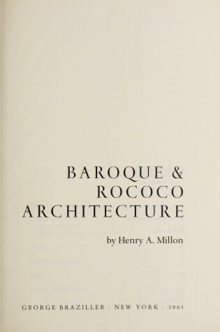 Cover of Baroque and Rococo Architecture