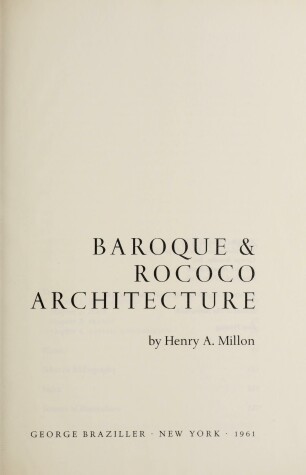 Book cover for Baroque and Rococo Architecture