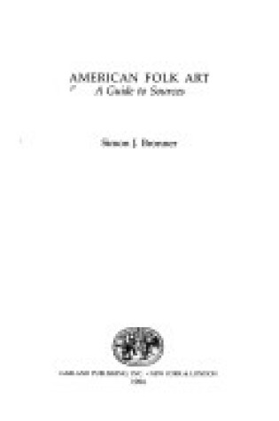 Cover of Amer Folk Art a Guide