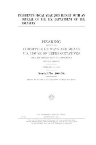 Cover of President's fiscal year 2005 budget with an official of the U.S. Department of the Treasury