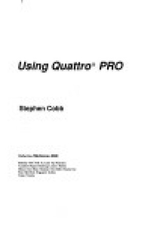 Cover of Using Quattro Pro