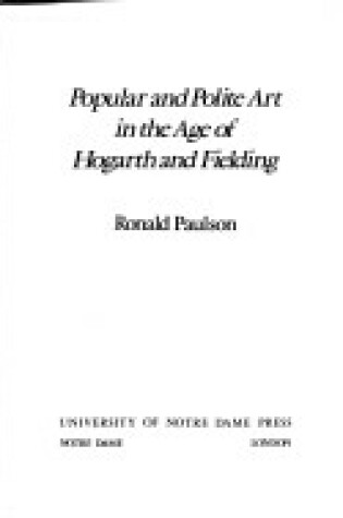 Cover of Popular and Polite Art in the Age of Hogarth and Fielding