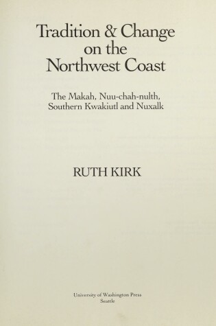 Cover of Tradition and Change on the Northwest Coast