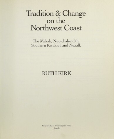 Book cover for Tradition and Change on the Northwest Coast