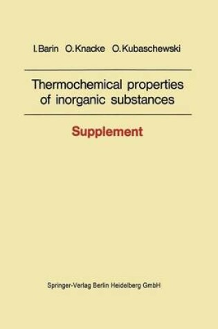 Cover of Thermochemical properties of inorganic substances