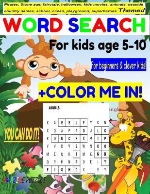 Book cover for Themed Word Search for kids age 5-10