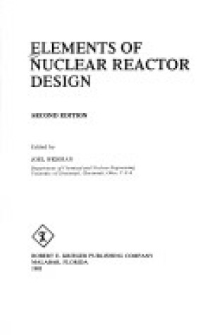 Cover of Elements of Nuclear Reactor Design