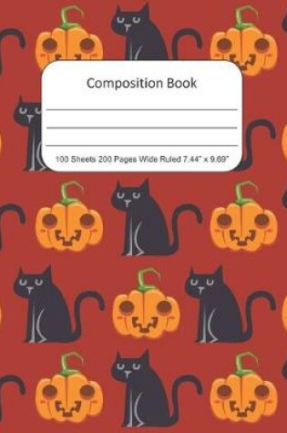 Cover of Composition Book Wide Rule, Cats and Pumpkins