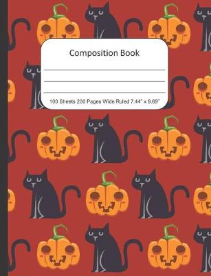 Book cover for Composition Book Wide Rule, Cats and Pumpkins