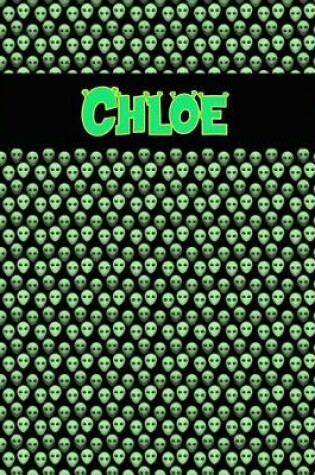 Cover of 120 Page Handwriting Practice Book with Green Alien Cover Chloe