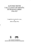 Cover of Alfonso Reyes y El Llanto de Espana En Buenos Aires