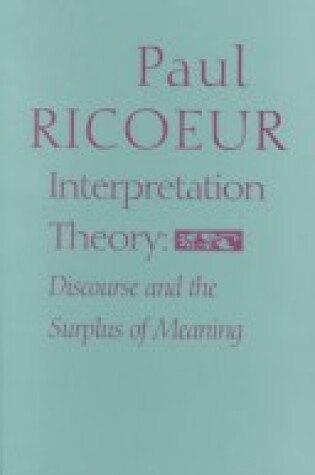 Cover of Interpretation Theory