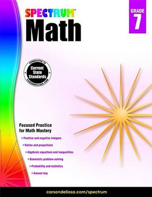 Book cover for Spectrum Math Workbook, Grade 7