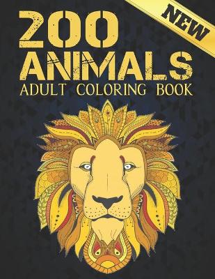 Book cover for 200 Animals Adult Coloring Book