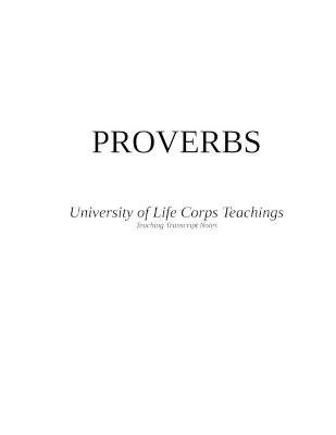 Book cover for PROVERBS - University of Life Corps Teachings - Annotated