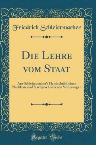 Cover of Die Lehre Vom Staat