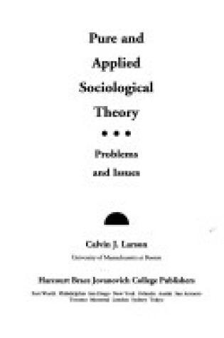 Cover of Pure and Applied Sociological Theory