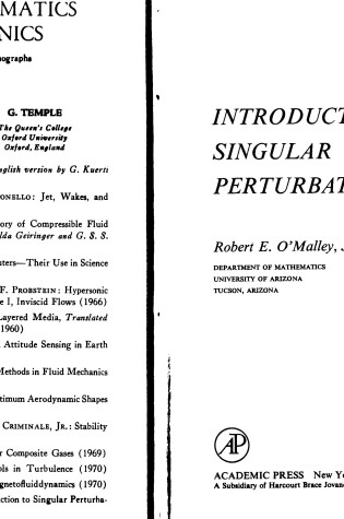 Cover of Introduction to Singular Perturbations