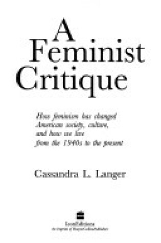 Cover of A Feminist Critique