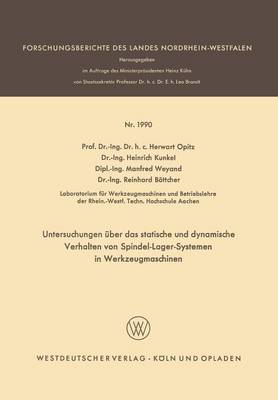 Book cover for Untersuchungen UEber Das Statische Und Dynamische Verhalten Von Spindel-Lager-Systemen in Werkzeugmaschinen