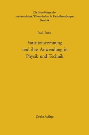 Cover of Variationsrechnung Und Ihre Anwendung in Physik Und Technik