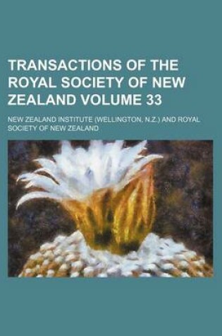 Cover of Transactions of the Royal Society of New Zealand Volume 33