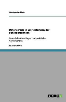 Book cover for Datenschutz in Einrichtungen der Behindertenhilfe