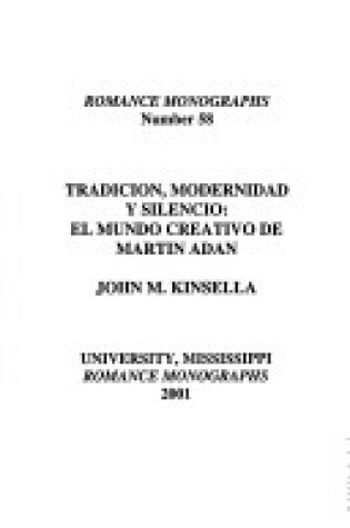 Cover of Tradicion, Modernidad y Silencio