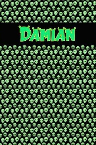 Cover of 120 Page Handwriting Practice Book with Green Alien Cover Damian