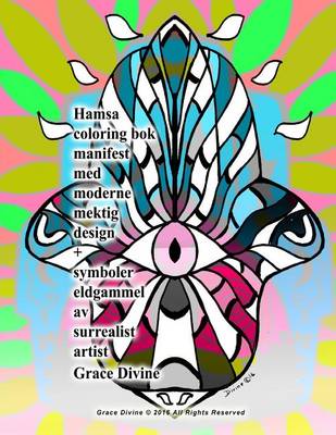 Book cover for Hamsa coloring bok manifest med moderne mektig design + symboler eldgammel av surrealist artist Grace Divine