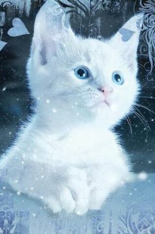 Cover of White Snow Blue Eye Cat Composition Notebook, Dot Grid