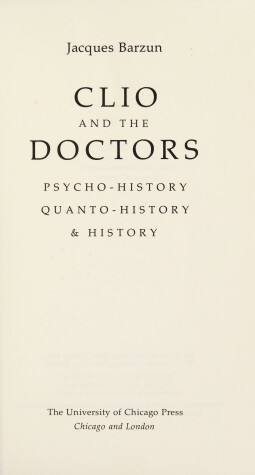 Cover of Clio and the Doctors