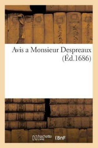 Cover of Avis a Monsieur Despreaux