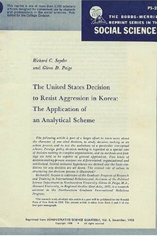 Cover of The United States Decision to Resist Aggression in Korea