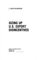 Book cover for Sizing up Us Export Disincentives