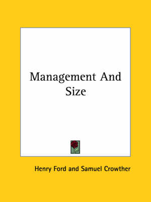 Book cover for Management and Size