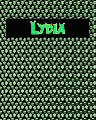 Book cover for 120 Page Handwriting Practice Book with Green Alien Cover Lydia