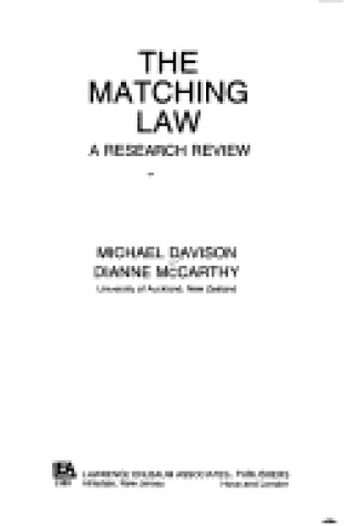 Cover of The Matching Law