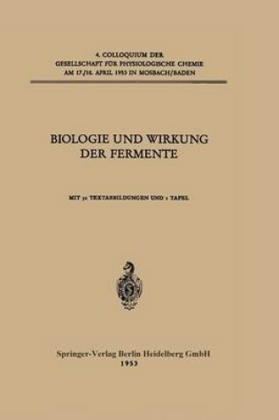 Cover of Biologie Und Wirkung Der Fermente