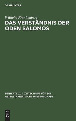 Cover of Das Verstandnis Der Oden Salomos