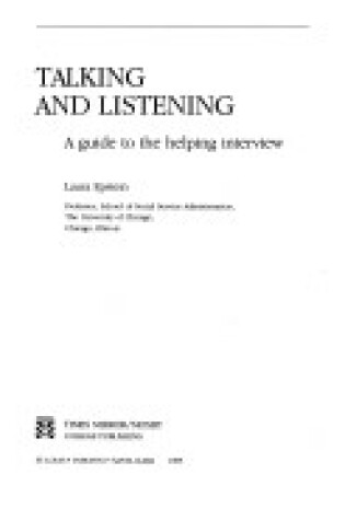 Cover of Talking and Listening