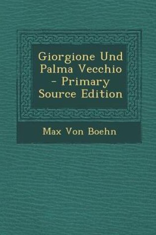 Cover of Giorgione Und Palma Vecchio