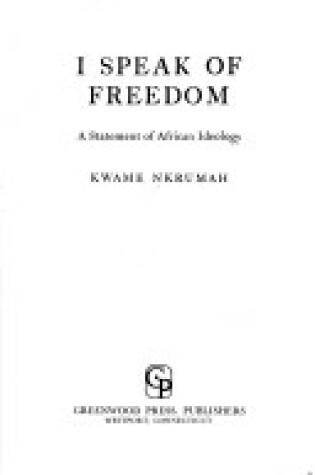 Cover of I Speak of Freedom