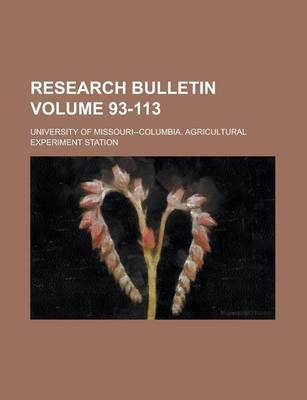 Book cover for Research Bulletin Volume 93-113