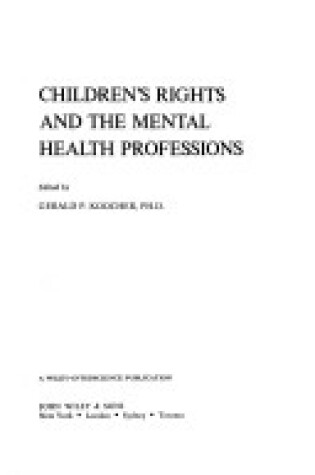 Cover of Children's Rights and the Mental Health Professions