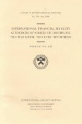 Cover of International Financial Markets as Sources of Crises or Discipline