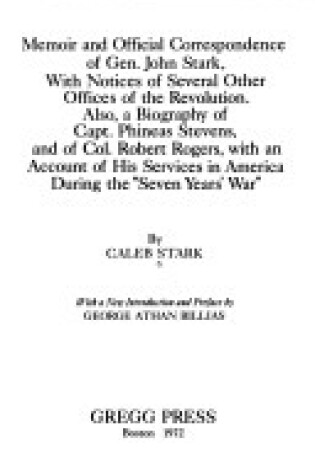 Cover of Memoir and Official Correspondence of General John Stark