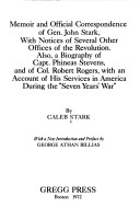 Book cover for Memoir and Official Correspondence of General John Stark